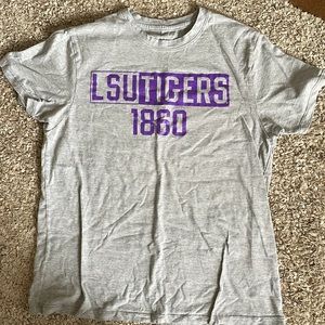 LSU Tigers grey and white striped t shirt - M